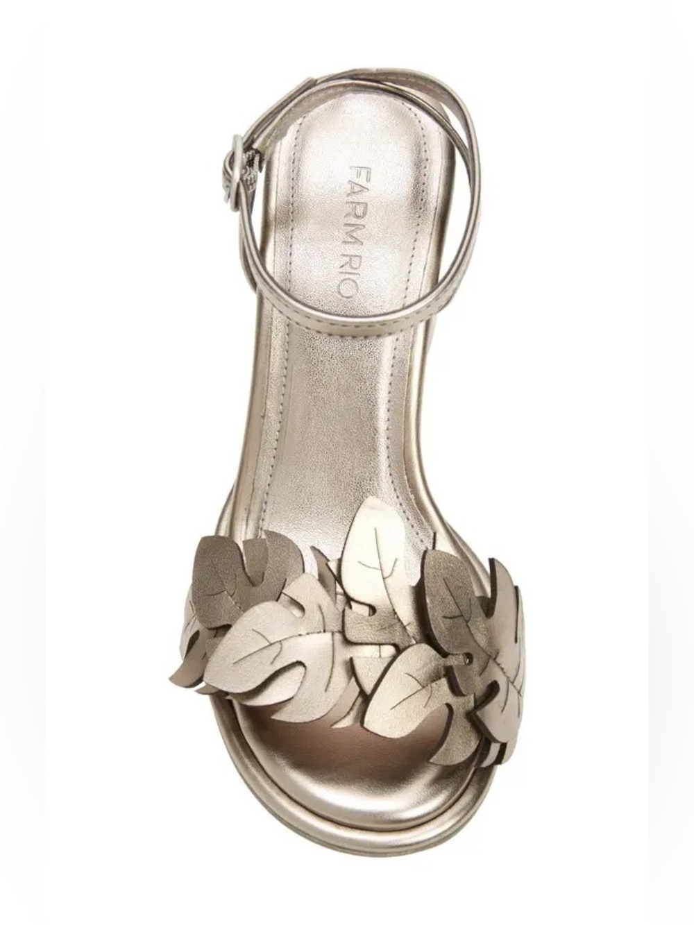 NWT FARM RIO Monstera Metallic Ankle Strap Sandal - Picture 2 of 12